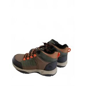 Boys Hiking Shoes Boots Brown Green with Orange Accents